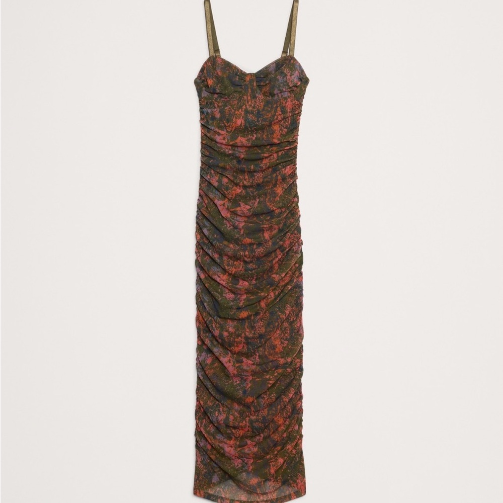 Banana Republic Multicolor Ruched Mesh Corset Midi Dress - Picture 4 of 4